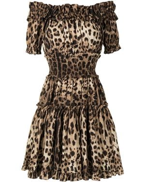 Dolce & Gabbana Leopard Print Short Dress - Black