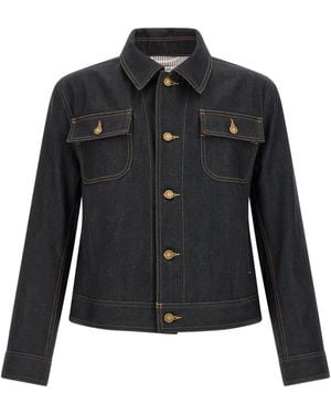 Thom Browne Japanese Selvedge Denim Jacket Puffer Jackets Blue - Black