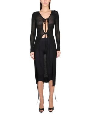 ANDREADAMO Long Perforated Jersey - Black