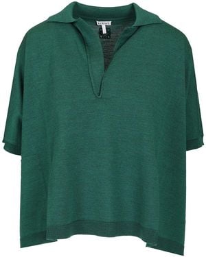 Loewe Merino Wool Polo Sweater Shirts - Green