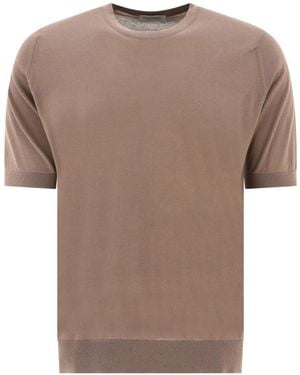 John Smedley Kempton Fine Knit Cotton T-Shirt - Brown