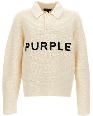 Purple Logo Embroidery Jumper Jumper, Cardigans - Natural