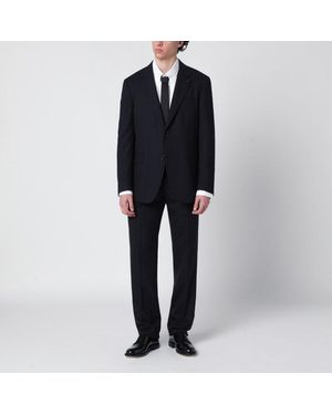 Lardini Blue Pinstripe Wool Single-breasted Suit - Black