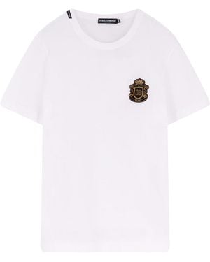 Dolce & Gabbana Cotton T-Shirt With Iconic Logo Patch - Multicolour