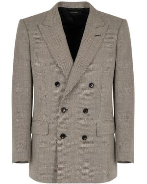 Tom Ford Opposite Birdseye Db Jacket - Brown