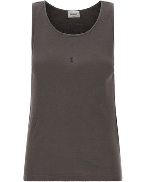 Saint Laurent Logo Top Tops Brown - Grey