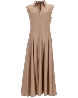 Fay Sleeveless Cotton Dress - Brown