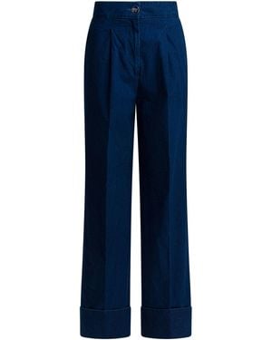 Valentino Wide-leg With Pleats Jeans Blue