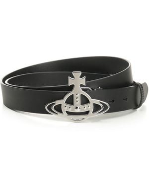 Vivienne Westwood Line Orb Buckle Belt/silver Belts Black