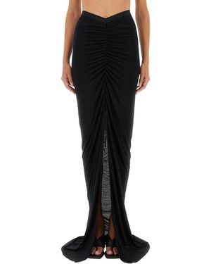 Rick Owens Long Skirt With Slit - Black