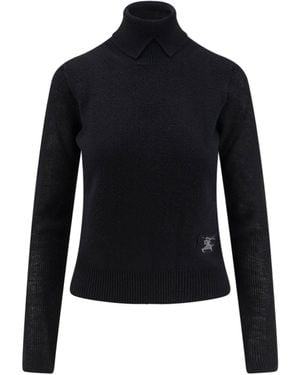 Burberry Alpaca And Wool Blend Turtleneck - Blue