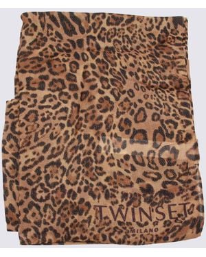 Twinset Scarfs St.Animalier Coffee/Land-Donna - Marrone