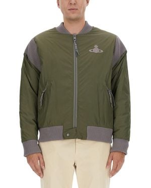 Vivienne Westwood Bomber Jacket With Logo - Green