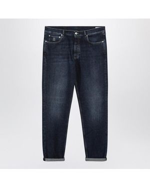Brunello Cucinelli Washed Jeans With Turn-Up Hem - Blue
