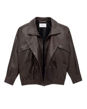 Saint Laurent Leather "balloon" Bomber Jacket - Black
