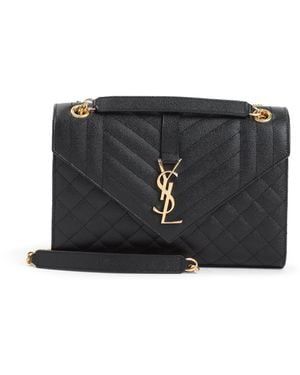 Saint Laurent Saffiano Leather Ysl Envel M Bag-Donna - Nero