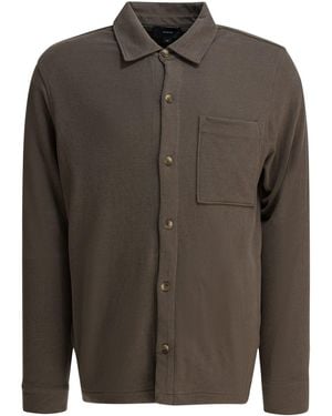 Vince Cotton Suede Overshirt Jacket - Green
