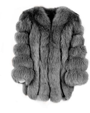 Wanan Touch Paris Dark Grey Jacket In Fox Fur