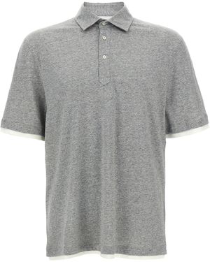 Brunello Cucinelli Layered Shirt Polo Grigio-Uomo