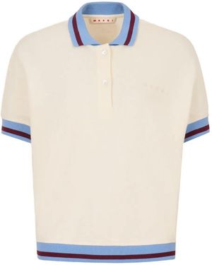 Marni Striped Details Cotton Piqué Polo Shirt - White