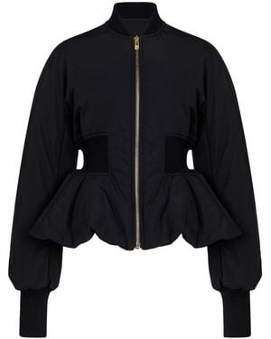 Alaïa Nylon Peplum Bomber - Black