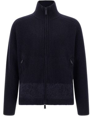 DSquared² Carded Wool Insert Cardigan Jumpers And Cardigans - Blue