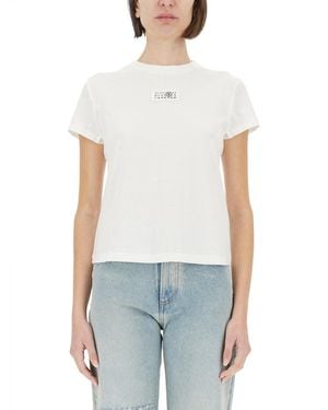 MM6 by Maison Martin Margiela T-shirt In Cotone - White