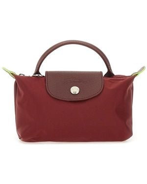 Longchamp "le Pliage" Clutch Bag With Handle - Red