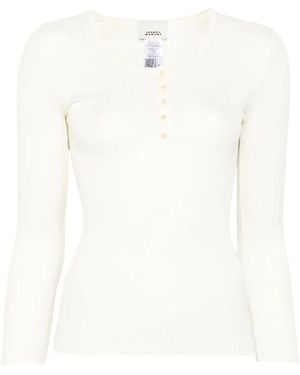Isabel Marant Lamylic Long Sleeve Cotton Top - White