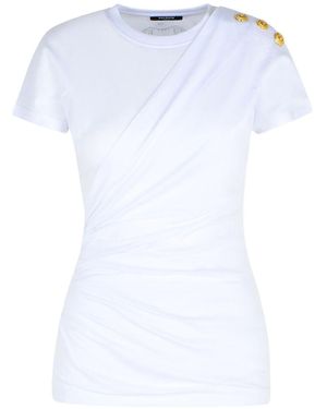 Balmain T-Shirt Drappeggiata - Bianco