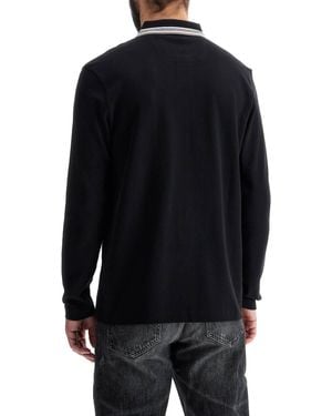 BOSS Men's Long Sleeve Loose Fit Polo Dark Grey Cotton - Black