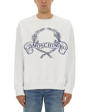 Moschino Sweatshirt With Laurel Crown Logo Embroidery - Grey