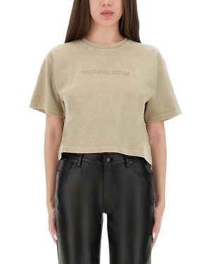 Michael Kors Embossed Logo T-Shirt-Donna - Neutro