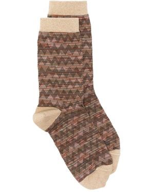 Missoni Zigzag Crew Socks - Brown