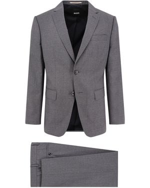 BOSS Virgin Wool Suit With Classic Lapel - Gray