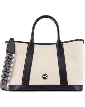 Michael Kors Luisa Canvas And Leather Handbag With Frontal Monogram - Multicolour