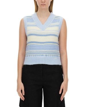 Ganni V-neck Vest - Blue