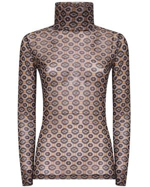 Dries Van Noten Mesh Top With Mini Tie Print - Multicolour
