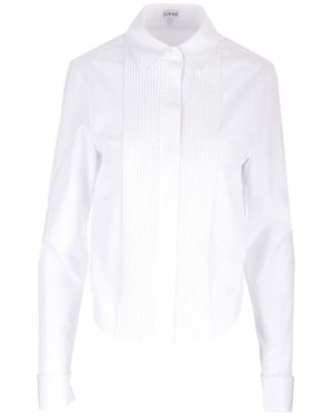 Loewe Pleated Cotton Shirt Shirts - White