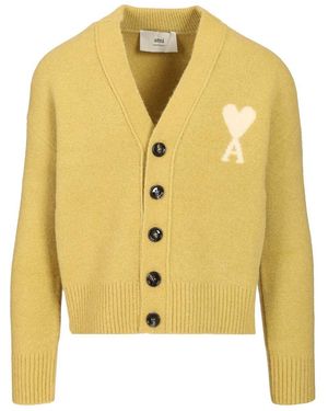 Ami Paris Ami "Ami De Coeur" Cardigan - Yellow
