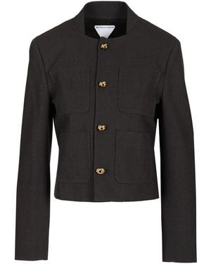 Bottega Veneta Lightweight Cotton Jacket Jackets Gray - Black