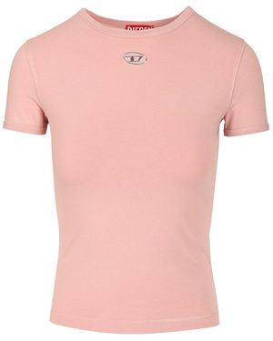 DIESEL Slim Fit Stretch T-Shirt - Pink