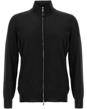 Brunello Cucinelli Silk Cashmere Cardigan Jumpers And Cardigans - Black