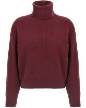 Brunello Cucinelli Ribbed Turtleneck Jumper Jumpers And Cardigans Bordeaux - Red