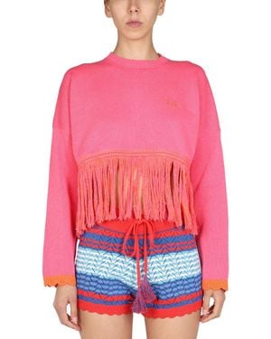 Gallo Logo Embroidery Sweater-Donna - Rosa