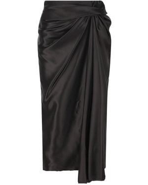 Balenciaga Cupro Skirt With Draperies-Donna - Nero