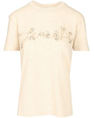 Fendi Cotton And Linen T-Shirt-Donna - Neutro
