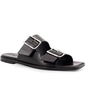 Aeyde Tonya Leather Sandals With Double Strap - Black