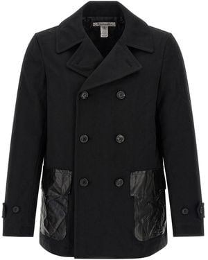 Comme des Garçons Double-Breasted Caban Trench E Impermeabili Nero-Uomo