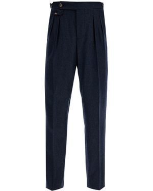 Brunello Cucinelli Pantaloni In Flanella Tailor Fit - Blu